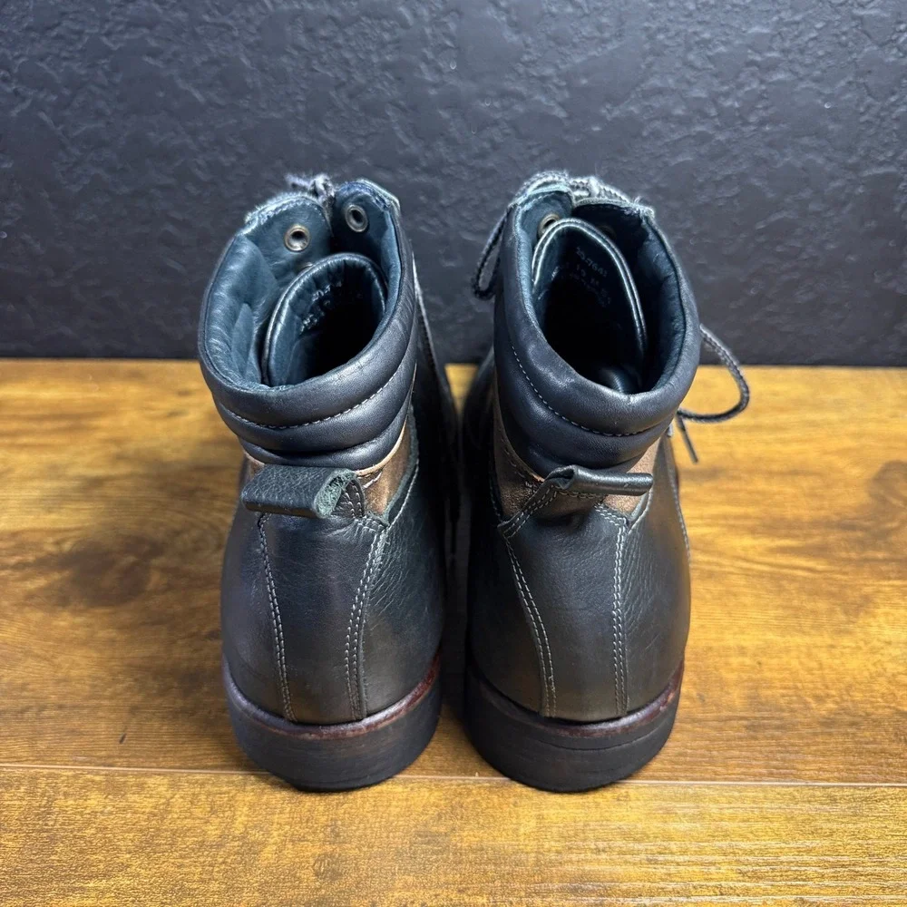 Johnston & Murphy Karnes‎ 25-7641 Black Leather Cap Toe Boots Mens 10 M